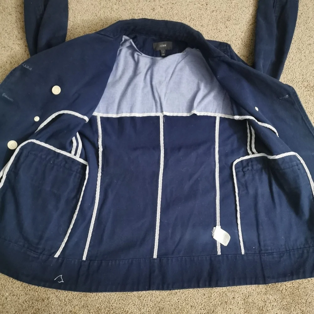 Women's‎ J.Crew Peacoat in Heavyweight Cotton | Color: Blue | Size: 4 - Picture 7 of 14